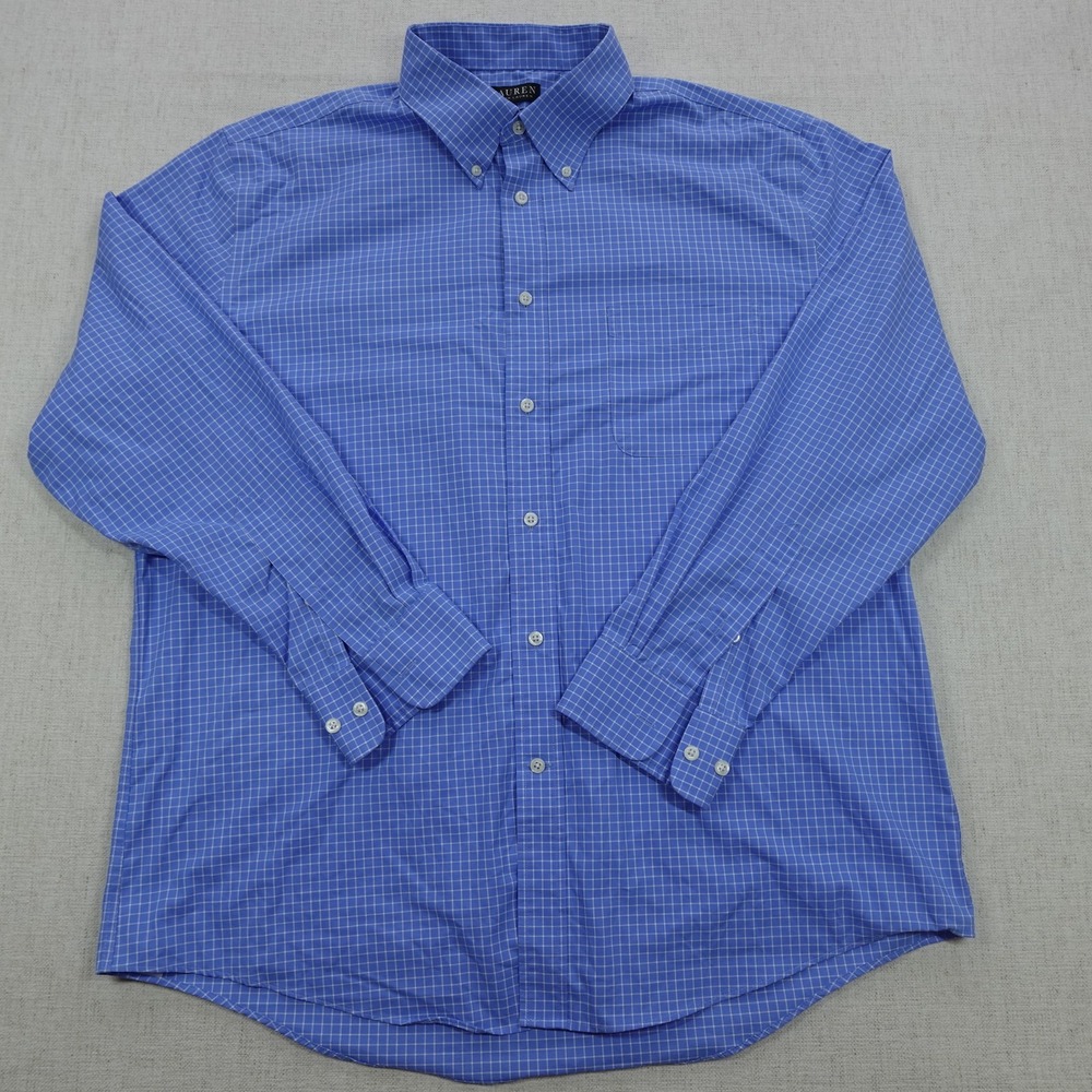 Lauren Ralph Lauren Shirt Mens XL Stretch Regular Fit Check Button Up